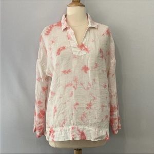 Rachel Zoe linen tunic white and pink tye dye